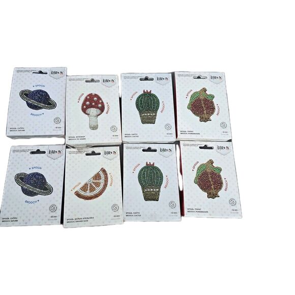 Lots 8 DIY Cross Stich Klart Brooches Kits - Picture 1 of 9